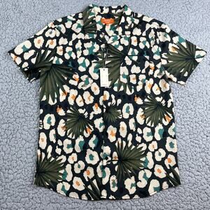 Negative Space Performance Button Up Shirt Mens Small Short Sleeve Hawaiian Palm